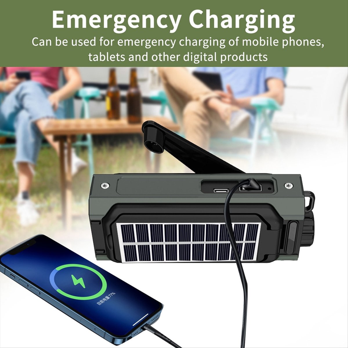 Solar Emergency Charger - Rádio Solar Portátil A26Z, Rádio de